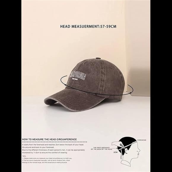 Cioatin California Letter Graphic Cotton Washed Baseball Caps Men and Women Low
